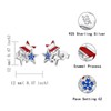 Silver USA American Flag Earrings - Patriotic Star Ears Stud