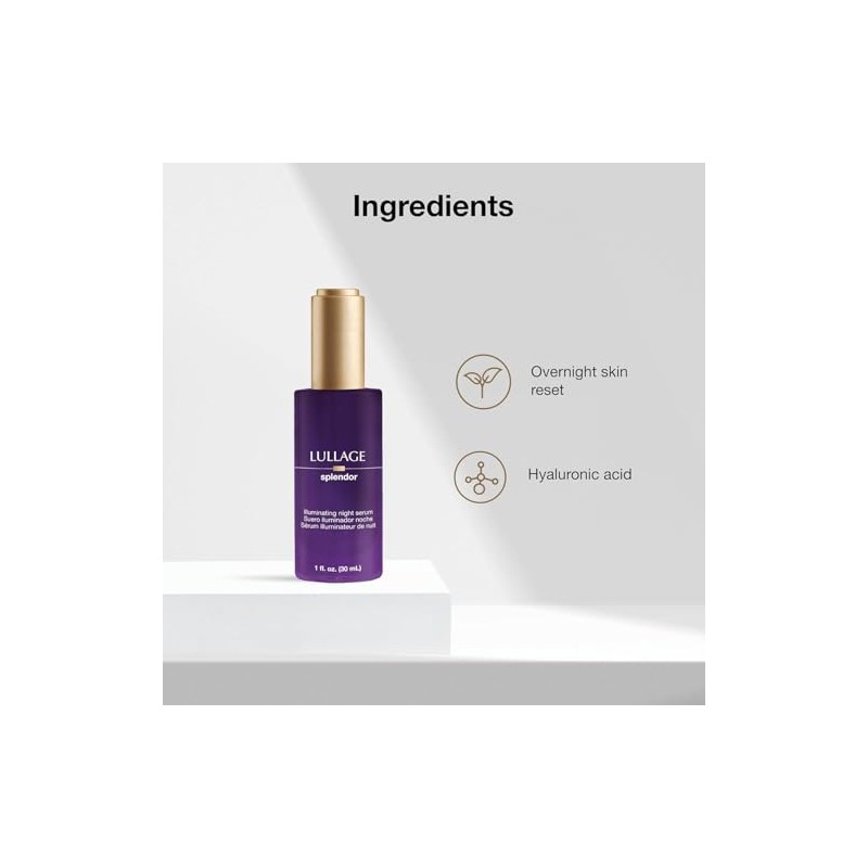 LULLAGE Splendor, Srum Iluminador Nocturno, 30 ml, cido Hialurnico, Efecto
