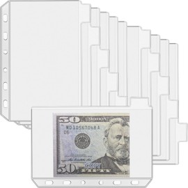 UMSICHT 12PCS A7 Binder Pockets with No Zippers, Zipless Budget Envelopes with Index Bits Design, A7 Binder Pouch for 6 Ring Binder, Money Folder Organizer,Clear PVC Savings Challenges Envelopes,12PCS