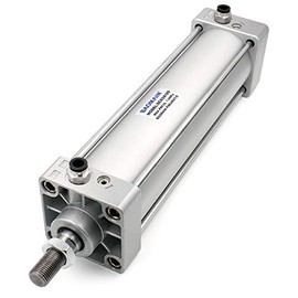 Baomain Pneumatic Air Cylinder SC 63-125 G 3/8", Bore: 2-1/2 inch, Stroke: 5 inch, Screwed Piston Rod Dual Action with 2 Fittings