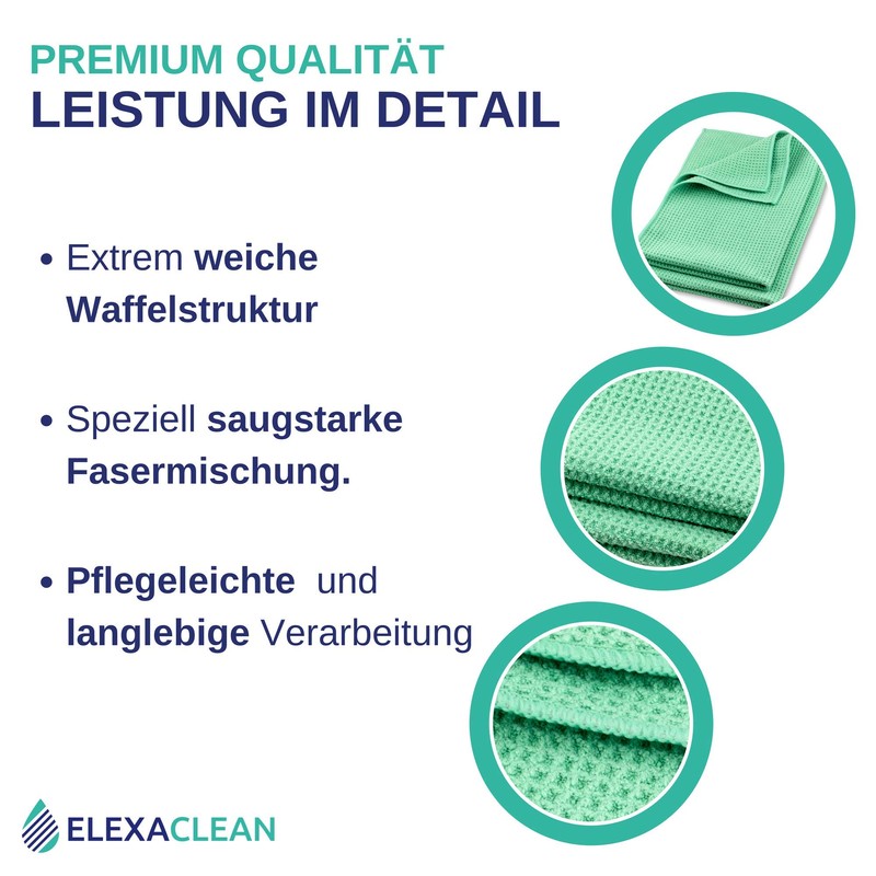 Elexaclean Microfibre Drying Cloth, Premium Waffle Cloth (60 x 40