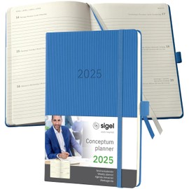 SIGEL C2568 Conceptum Weekly Planner 2025, Approx. A5, Blue, hardcover, 2 Pages = 1 Week, 192 Pages