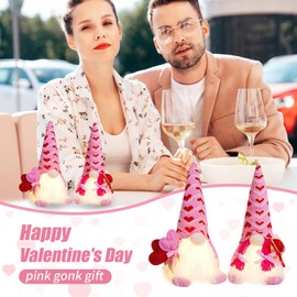 nnOuOnn 2Pcs Gonks Valentines Gifts for Him Her, 12in Large Light Up Gonk Plush Valentine Decorations, New Pink Gnome Gifts for Women Man