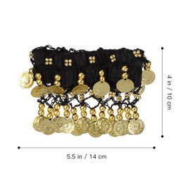 Gadpiparty Belly Wrist Arm Bracelets 2pcs Belly Ankle Bracelet with Coins Belly Anklet Jewelry Anklet Chiffon Wrist Cuff Wrist Ankle Cuffs Bracelets for Belly Costume Accessories