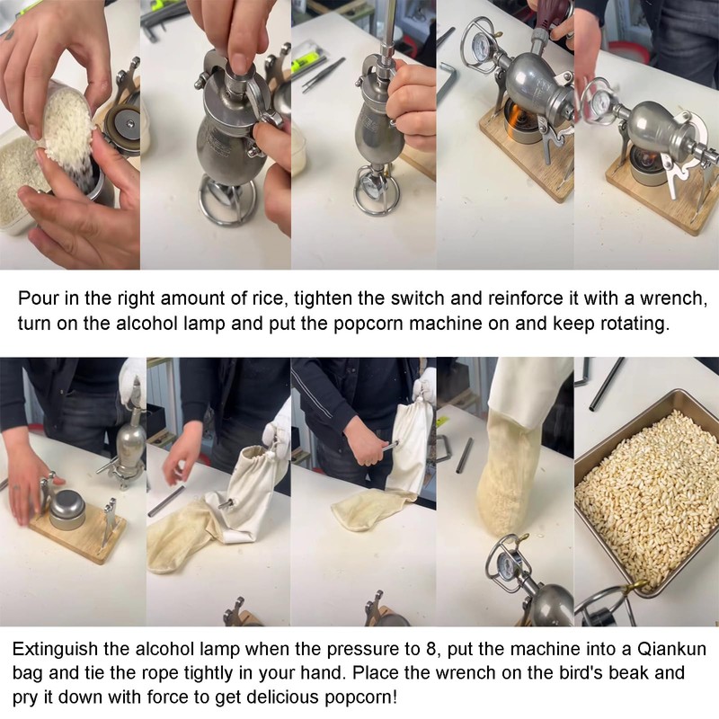 Hand Popcorn Machine, 100ml High Pressure Popcorn Maker, Chinese Traditional