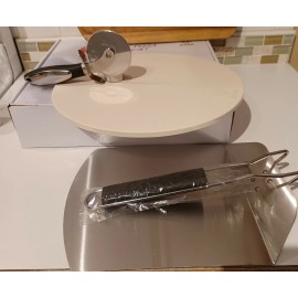 Jeeba  3-Piece Pizza Stone Pizza Grilling Set, 13" Pizza Grilling Stone, Peel & cut wh