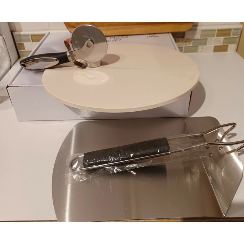 Jeeba 3-Piece Pizza Stone Pizza Grilling Set, 13" Pizza Grilling