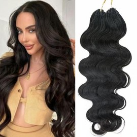 100% Human Hair Body Wave Knotless Pre-Separated Crochet Hair Extensions Feather Line Hair Extensions Natural Color 16 Inch 120g