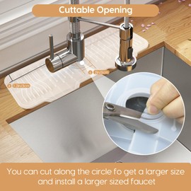 Sink Faucet Mat Splash Guard, Silicone Faucet Draining Mat for Kitchen Sink, 17" x 6" Cuttable Faucet Water Catcher Mat- Multipurpose Splash Guard for Kitchen Sink Area & Bathroom Countertop