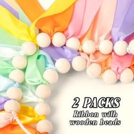 2 Packs Pastel Rainbow Ribbon Garland, Colorful Hanging Banner for Back to School Classroom Decoration, Wall Hanging for Nursery, Handmade Banner Decor for Baby Shower Party Birthday