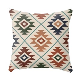 Plus Nao (Plus Nao) Cushion Cover, Interior Accessories, Interior Decoration, 17.7 x 17.7 inches (45 x 45 cm), Ortega Pattern, Geometric Ethnic Pattern, Square Cover, Renewal, Fashionable, - E