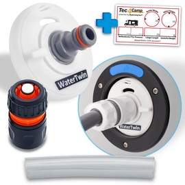 MaJoCompTec® Watertwin Fuel Cap with Water Connection | Water Tank Cap Filling Adapter for Water Filler Nozzle | Motorhome Caravan Accessories (ECO Version + Hose Coupling, Adapter 3-PIN D:78)