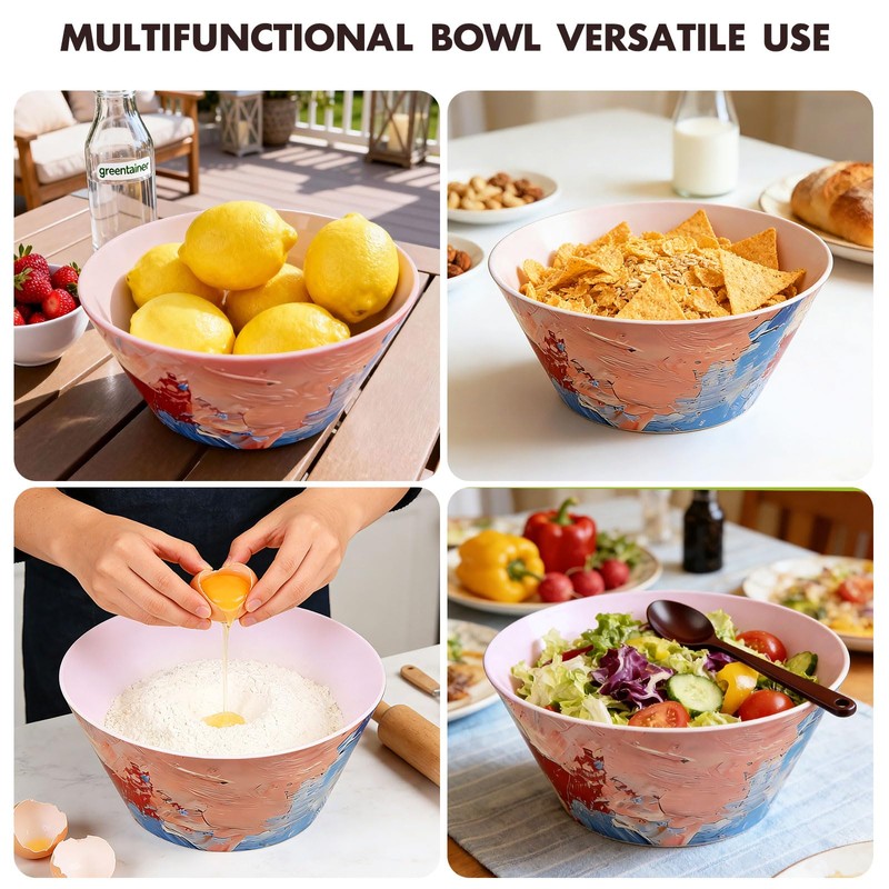 Greentainer Large Vintage Salad Bowls Set of 4-3.1L (104 Oz)