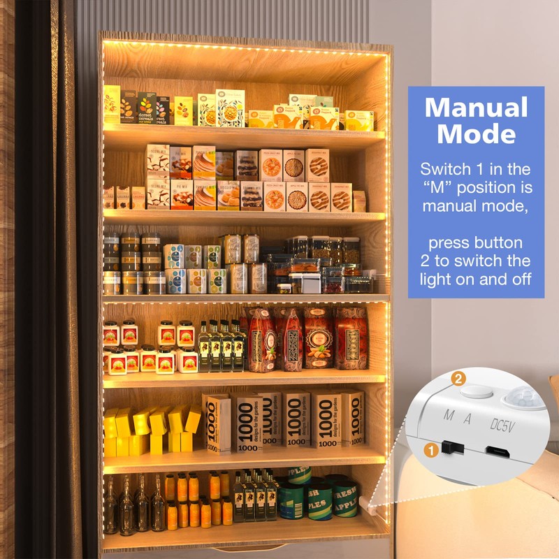 WOBANE Rechargeable Motion Sensor Strip Light, LED Closet Lights,Upgraded Battery