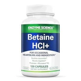 Enzyme Science Betaína Hcl 120 Cápsulas Suplemento Acidez Estomacal Inddigestión Ocasional