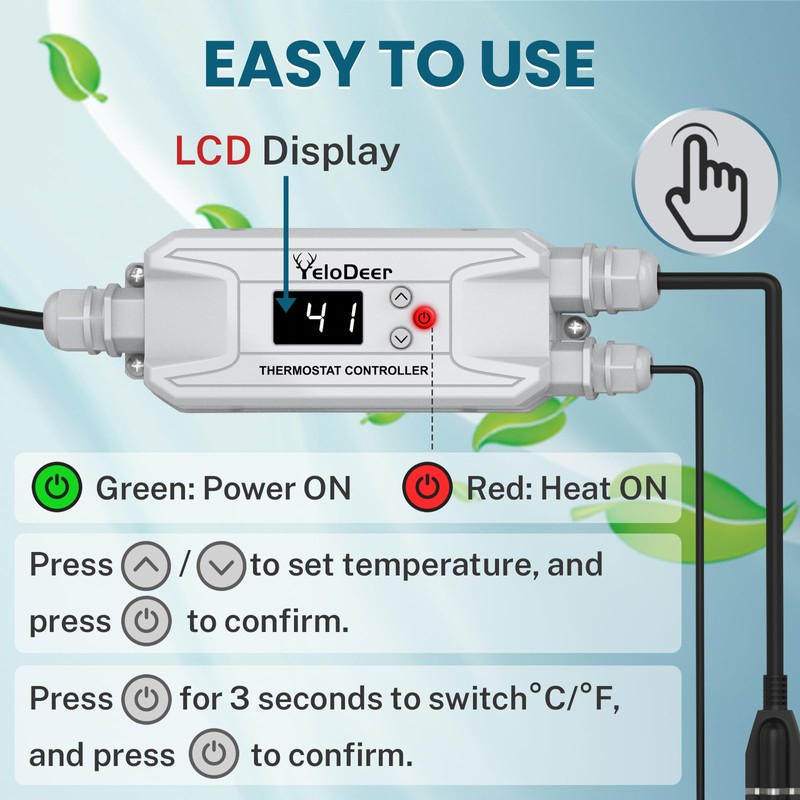 110~120 V YeloDeer Temperature Controller for in Pipe Heating Cable