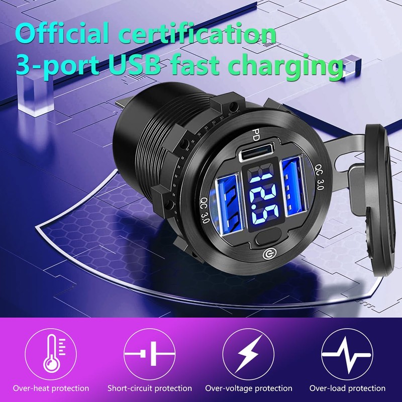 72 W USB Outlet 12 V 5 in 1 Car