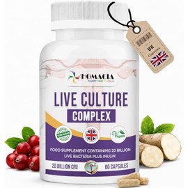 Homacia Women's Daily Food Supplement | 20 Billion CFU | with Chicory Inulin (FOS) | 60 Vegan Capsules | UK Made | Daily Food Supplement for Women