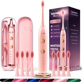 Wagner & Stern WHITEN+ Edition. cepillo para pasta de dientes eléctrico inteligente con sensor de presión. 5 modos de cepillado y 3 niveles de intensidad, 8 cerdas Dupont, estuche de viaje premium.