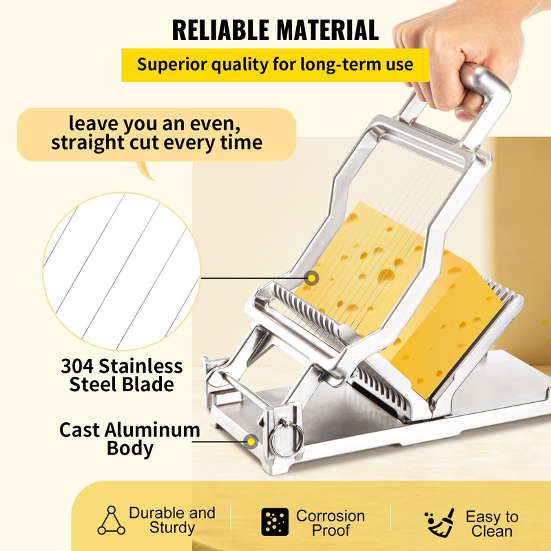 VEVOR Cheese Slicer,Butter Cutter with Wire 1 cm & 2