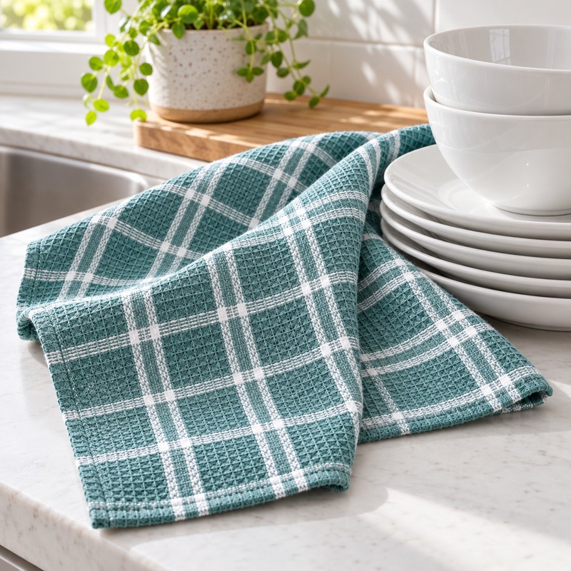 100% Cotton Waffle Dish Cloths for Kitchen Cleaning – Soft,