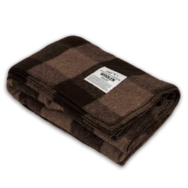 Minus33 Merino Wool - White Mountain Woolen Lodge Twin Blanket - Warm Throw Blanket - Picnic Blanket - 80% Recycled Wool - 65W x 90L - Brown and Tan Plaid