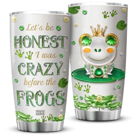 ZOXIX Frog Tumbler Cute Animals Cup 20oz Jewelry Style Lets Be Honest I Was Crazy Before The Frogs Gifts For Women Birthday Present Stainless Steel Travel Mug Design Animals