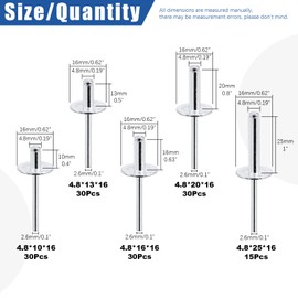 GLARKS G-1978 135Pcs 3/16 inch x 3/8 inch / 1/2 inch / 5/8 inch / 3/4 inch / 1 inch Large Flange Blind Rivets 5 Szie Aluminum Pop Rivets Assortment Set