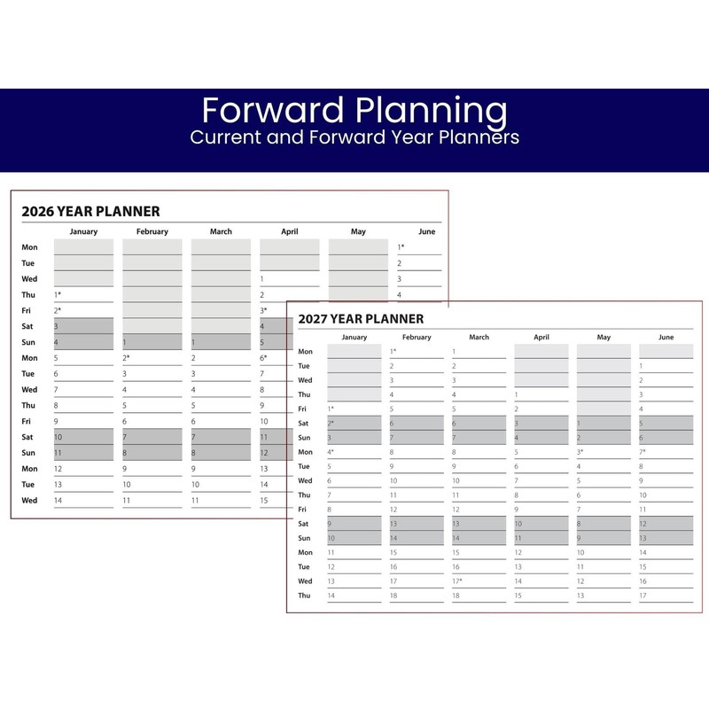 2026 A5 Diary Week Day Per Page - Navy Blue