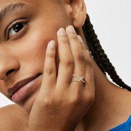 Jenosy 14K Gold-Plated X Cross Ring Gold Women's Engagement Wedding Rings Hypoallergenic Gold Jewellery for Women and Girls Size 6-8, Non-precious metal