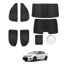 EVOOOR 8PCS Windshield Sun Shade for Toyota Corolla 2019-2024 2025 Accessories- Full Coverage Front Rear Side Triangular Window Shade Cover Sun Visor Kit - UV Ray & Privacy Protection for Camping