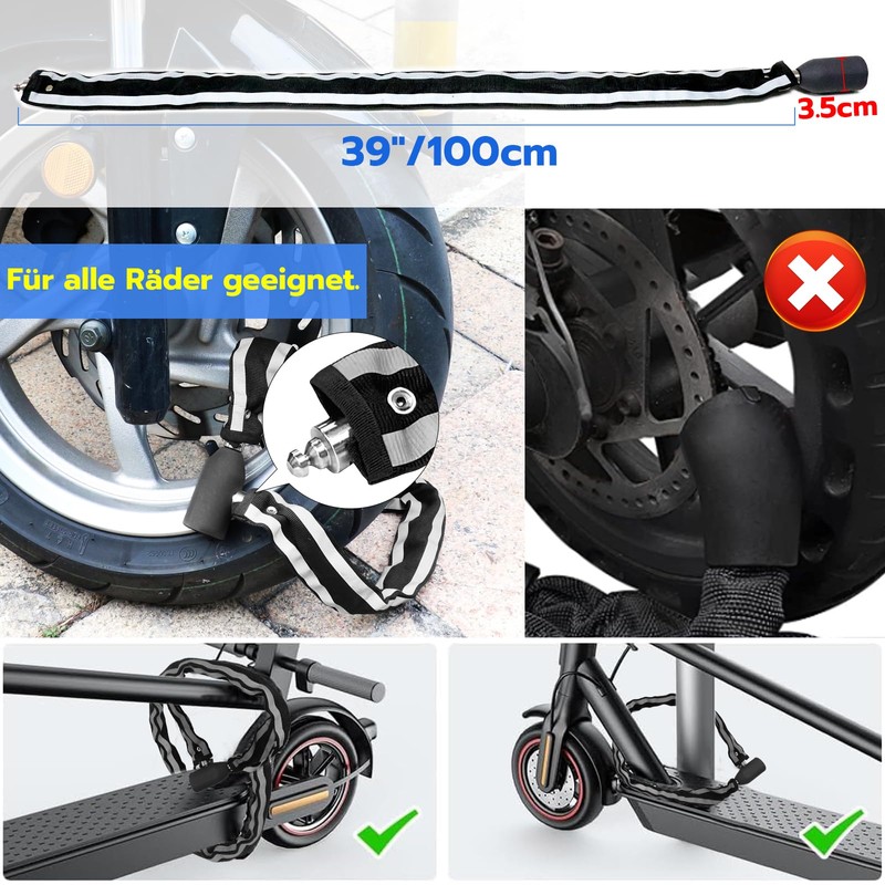 Anweller Bicycle Lock Fingerprint, High Security Anti-Theft Bicycle Chain Lock
