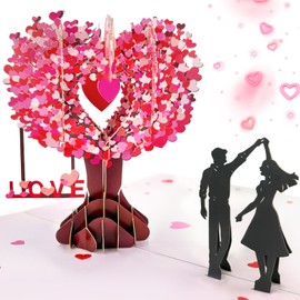 YianHien Pop-Up Love Birthday Card, Love Tree Pop-Up Card for Valentine's Day, Anniversary, Wedding, Honeymoon, Birthday, Love Letter, 3D Valentine's Day Card for Wife, Husband, Girlfriend, Boyfriend,