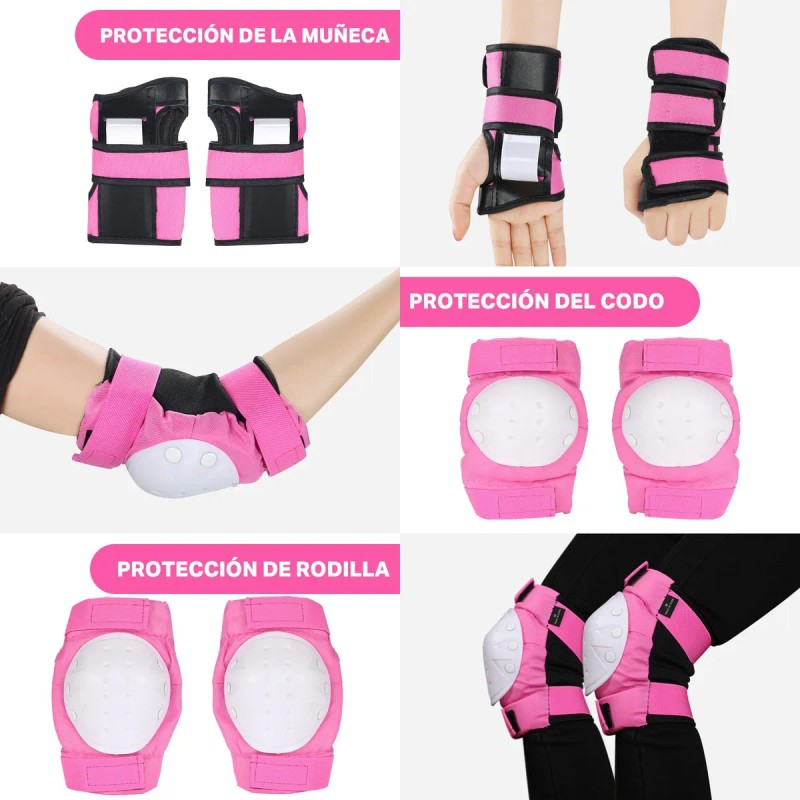 7pzs Kit De Proteccion Casco Codo Mano Patinaje Rodilla Niño