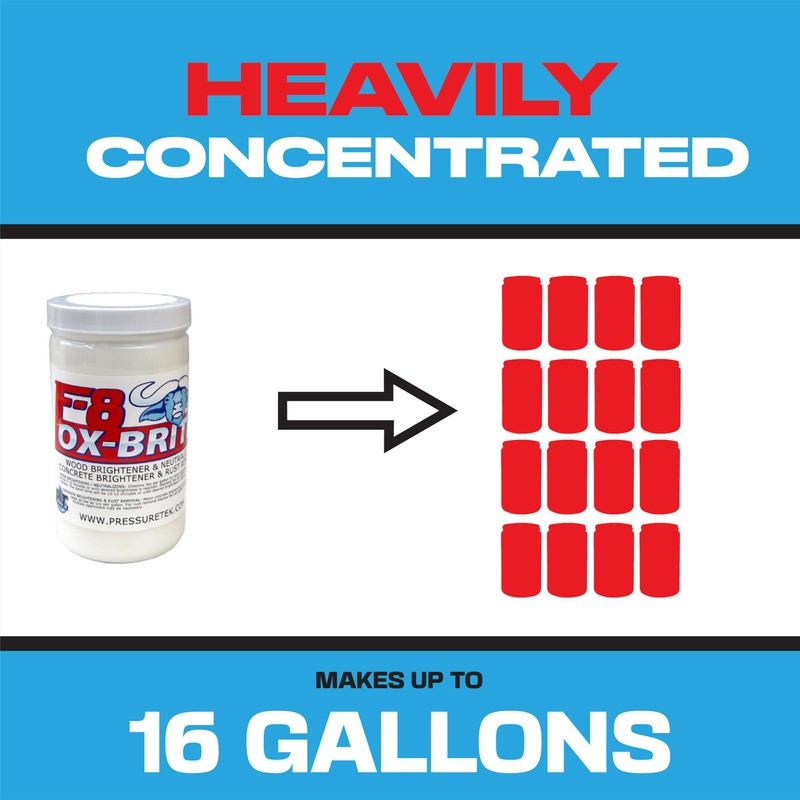 PressureTek F-8 Ox-Brite: Neutralizer and Brightener for Wood, Concrete, Vinyl