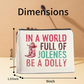 YTDYQFLZH Dolly Makeup Bag Western Country Music Lover Gift for Women Mother Sisters Friends Travel Toiletry Canvas Cosmetic Pouch (9x7 inches)