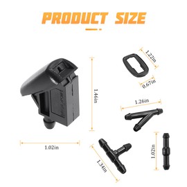 AICEL Front Windshield Washer Nozzle Kit for Auto, Washer Spray Jet Kit with Gasket Connector Joint, 2 Pcs Wiper Spray Set Compatible with Many Vehicle Models, Car Accessories BM5117666AB