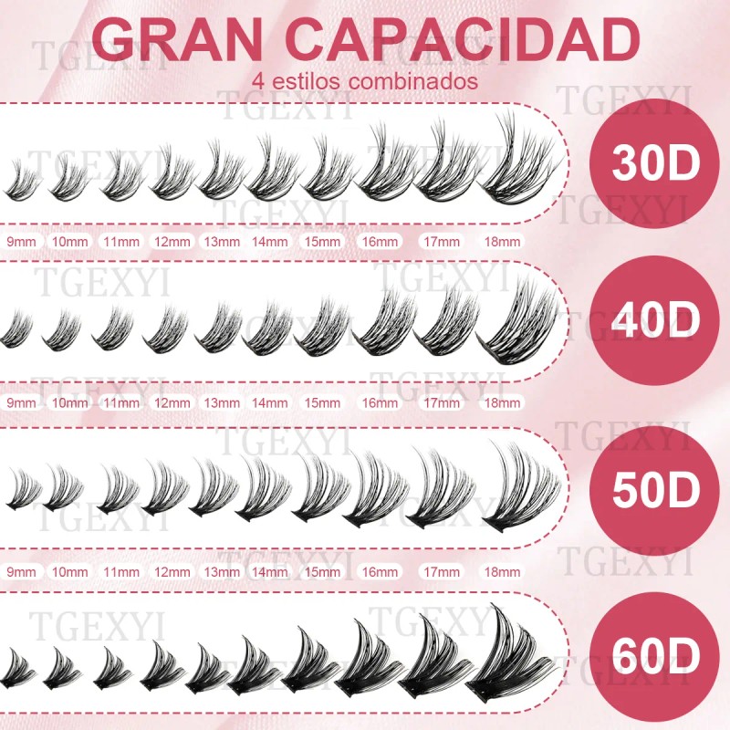 804 Kit Pestañas Maquillaje Completo Diy Extension 9-18mm 800pzs
