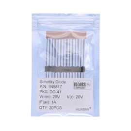 HUABAN 20PCS 1N5817 Schottky Barrier Diode 1A 20V DO-41 (DO-204AL) Axial 5817 1 Amp 20 Volt