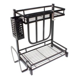 Organizador de Niveles Decoform Acero Inoxidable Negro Cocina 2 Niveles