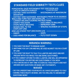 Laser Metal Miranda Warning Card / Standard Field Sobriety Test Clues Cards (3 PCS Blue)