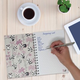 Printykins Panda Notebook – A5 / 21cm x 15cm / Wirebound/Lined and Plain / 100 pages/Childrens Notepad/Kids Notebook/Girls Sketchbook/Ladies journal/Panda Inspired/Panda Gift