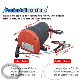 Oil Change Pump Extractor, 12V 60W Fluid Transfer Pump, Oil/Diesel Pump Extractor with Hose, Scavenge Suction Transfer Pump Changer for Car, Truck, Boat, Motorcycle, RV, ATV (Red)