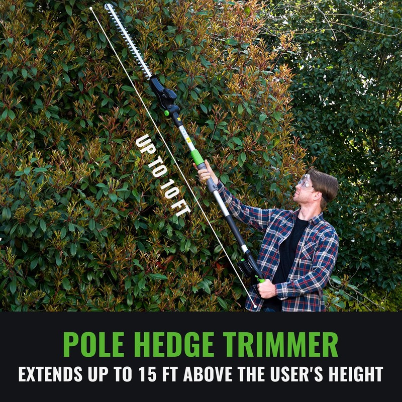 Pole Hedge Trimmer Cordless 20V with Battery Powered 20-Inch Electric