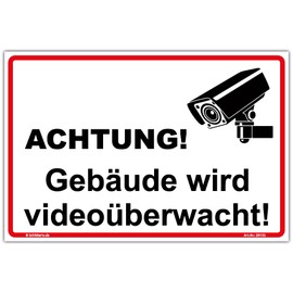 Sign "Gebäude wird videoüberwacht" Sign 300 x 200 mm Sturdy Aluminium Composite Panel 3 mm Thick