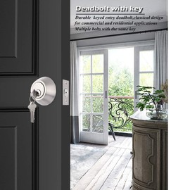 Gobrico 2 Keyed Alike Single Cylinder Deadbolts Door Locks, Satin Nickel
