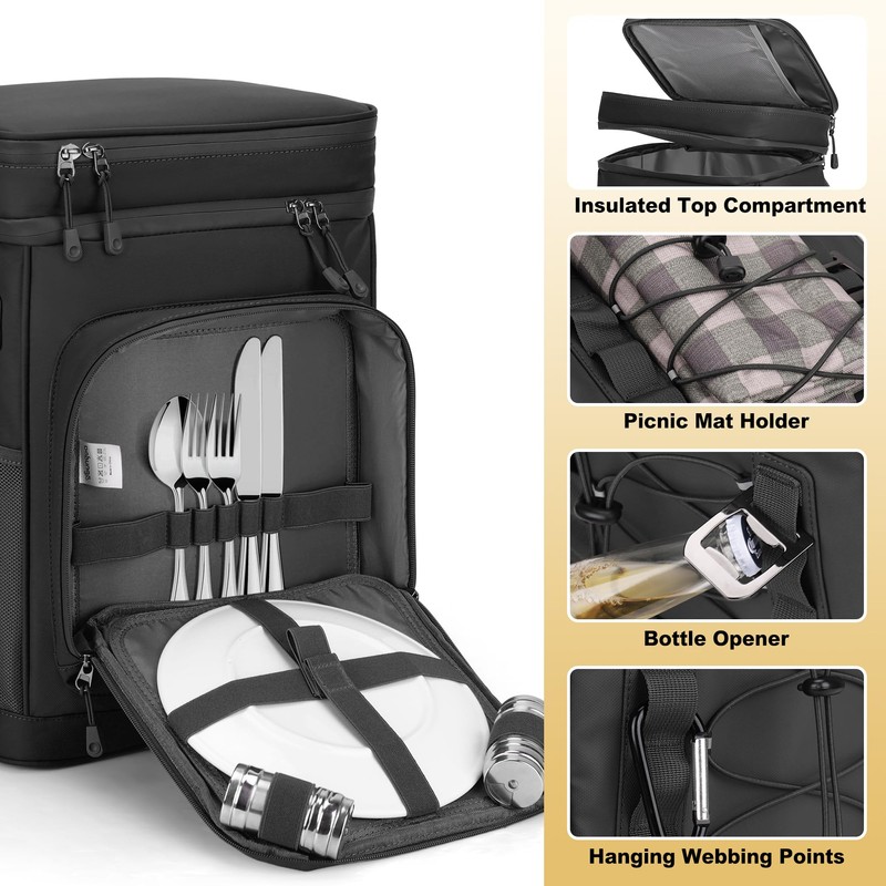 YOUNGOA 42Cans Insulated Cooler Backpack Waterproof for Men & Women,