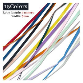 Andiker 15 Rolls Satin Ribbons 3mm x 5m Double Sided Fabric Ribbons, Assorted Soft Thin Ribbons for Presents, DIY Arts and Crafts, Decoration for Party and Wedding Accessory (15 colors)