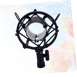 FRCOLOR Black Shockmount Microphone Stand Holder Durable Metal Clip Suspension for Condenser Mic Vibration Design Easy Installation for Recording and Streaming