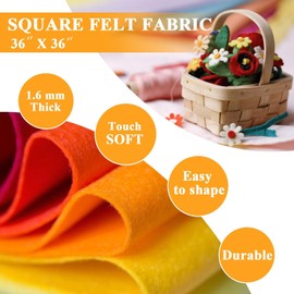 Tan Felt Fabric 36" X 36"(1 Square Yard), 1.6mm Thick Soft and Durable Flexible Craft Acrylic Felt by The Yard for Sewing DIY Art Craft Project Decorations